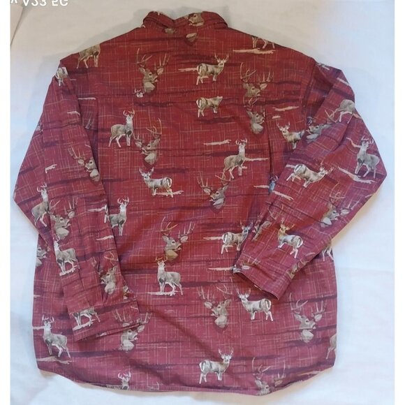 Red Shirt With Deer Print 100% Cotton - Picture 2 of 7